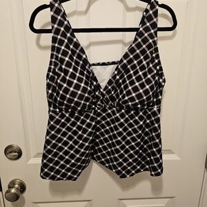 Black and White Checker Swim Top
